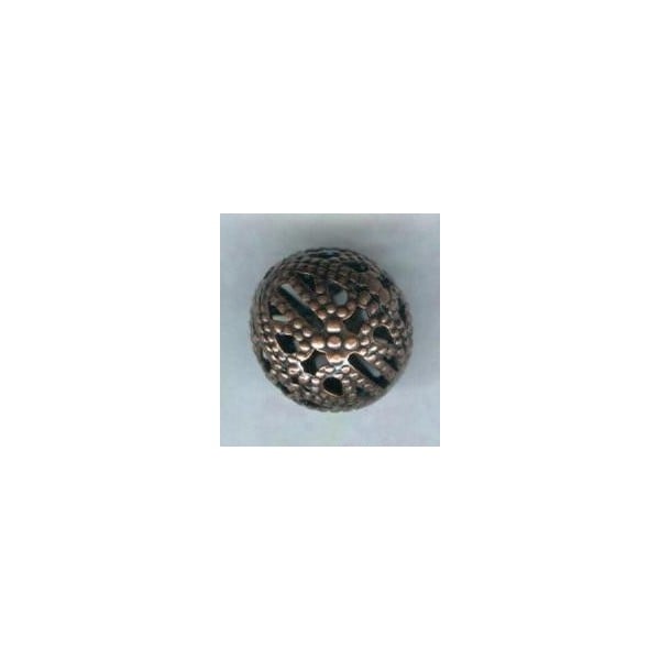^Dramatic Filigree Beads 12mm Round Oxidized Copper (12)