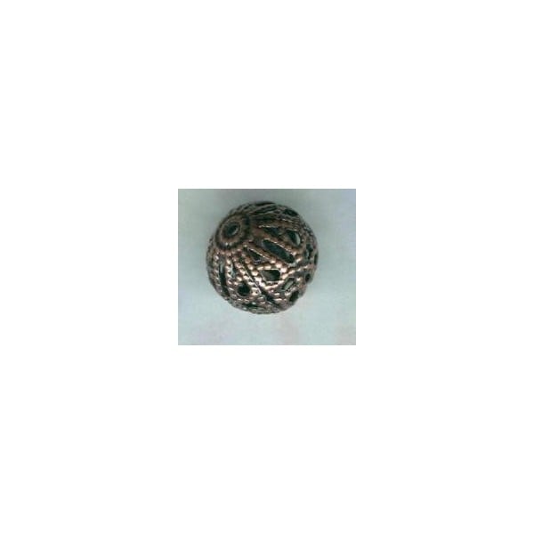 ^Dramatic Filigree Beads 10mm Round Oxidized Copper (12)