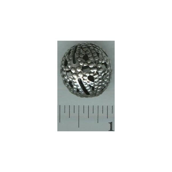 ^Filigree Beads 18mm Round Oxidized Silver (6)