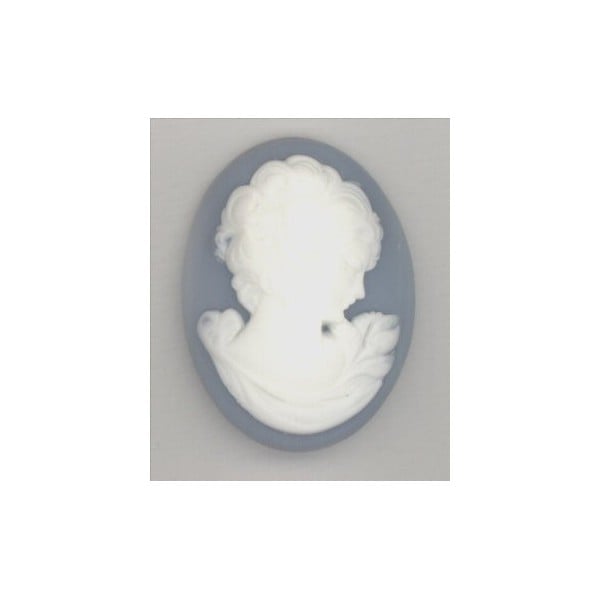 ^Cameo White Portrait on Blue 40x30mm
