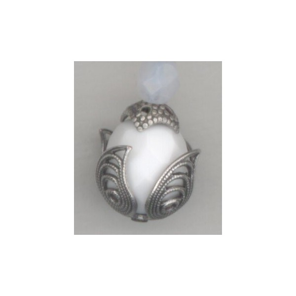 Grand Filigree Petals 13mm Bead Cap Oxidized Silver (6) - Image 2