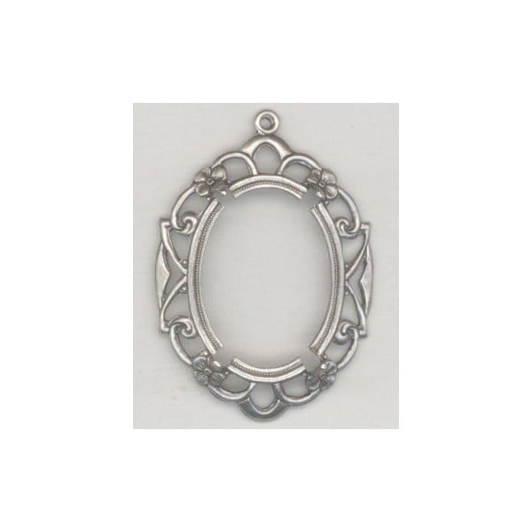 ^Openwork Floral Edge Setting 25x18mm Oxidized Silver (1)