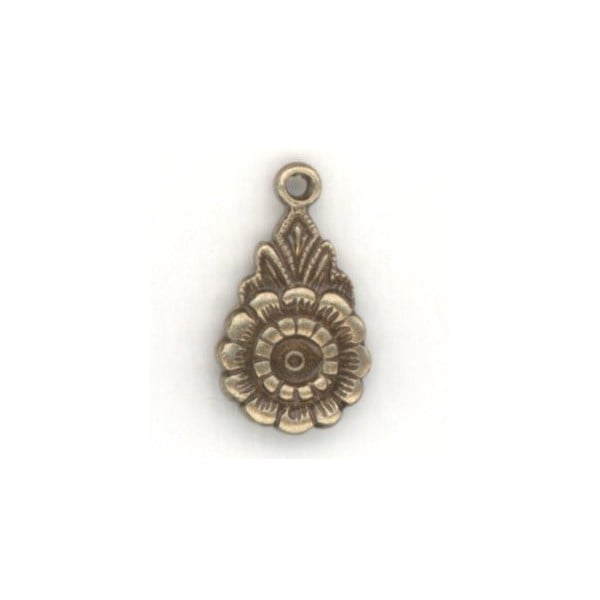 Floral Pendant with 3mm Setting Well Oxidized Brass (6)