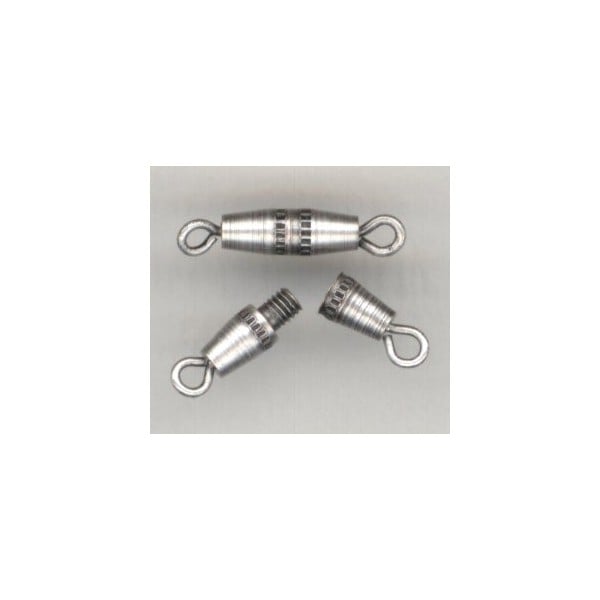Slender Barrel Clasps Oxidized Silver 17mm (6)
