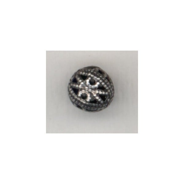 ^Filigree Beads 8mm Round Oxidized Silver (12)