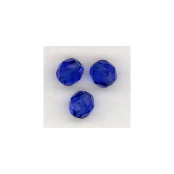 ^Sapphire Fire Polished Round Faceted Beads 8mm ^