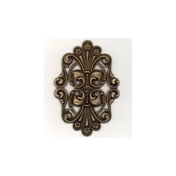 Floral Cartouche Detailed Stamping in Oxidized Brass