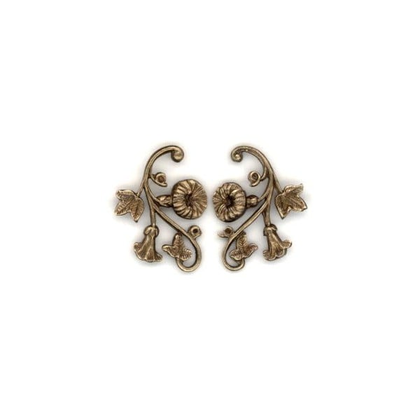 Morning Glory Right and Left Flourishes Oxidized Brass (1 set)