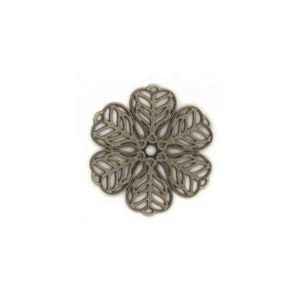^Six Petal Filigree Bases 29mm Oxidized Brass (3)