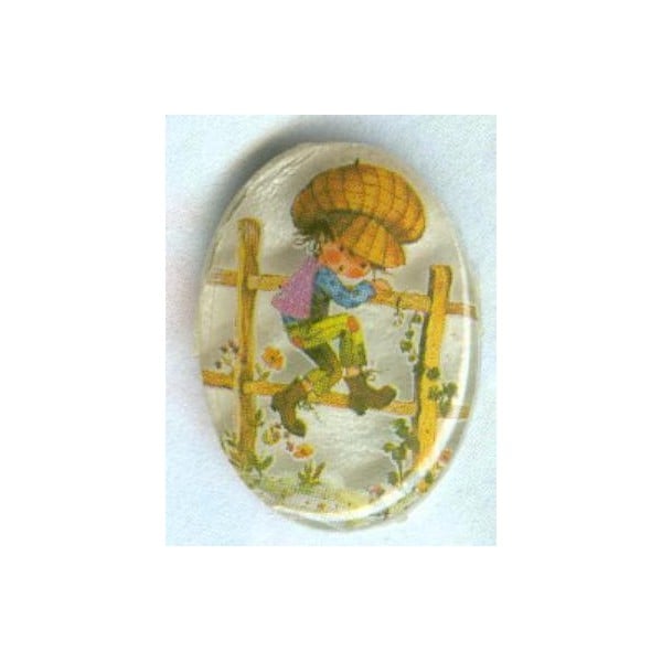 ^Vintage Holly Hobbie Frosted Cabochon 18x13mm