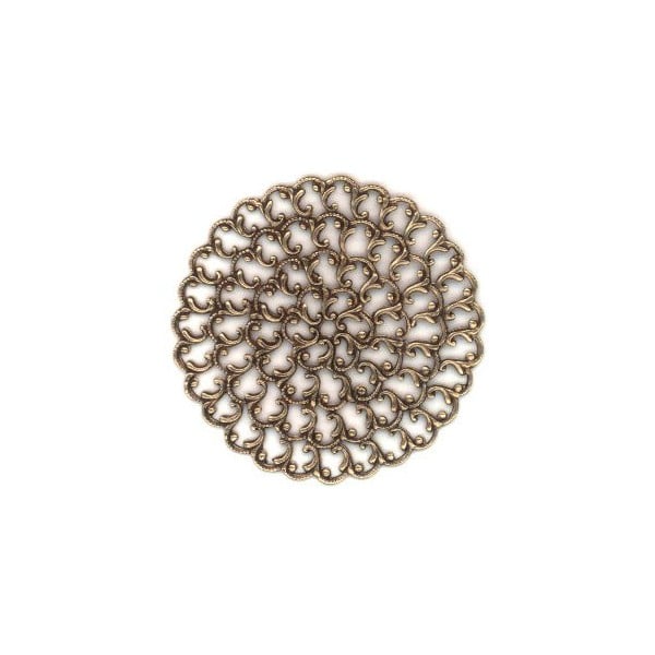 Filigree Round Flat 48mm Oxidized Brass (1)
