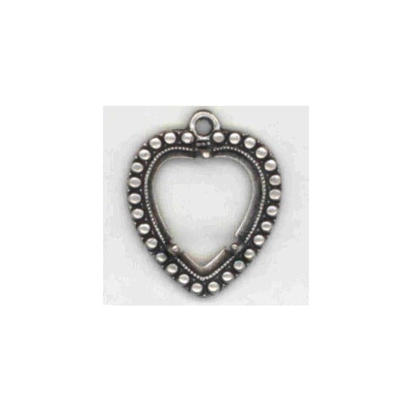 ^Heart Pendant Settings 11x12mm Oxidized Silver (2)