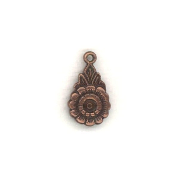 Floral Pendant with 3mm Setting Well Oxidized Copper (6)