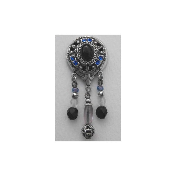 Crest Shape Oxidized Silver 18mm Earring Top - Image 3