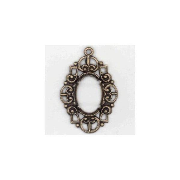 Fancy Openwork Setting 18x13mm Open Back Oxidized Brass