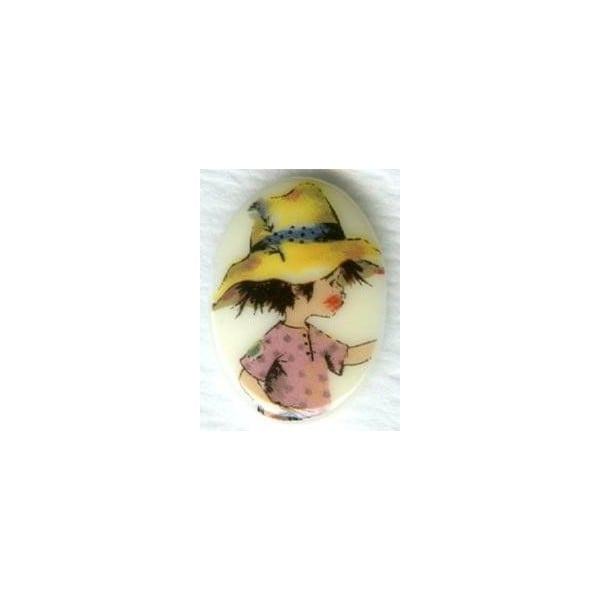 ^Vintage Holly Hobbie Boy Cabochon 18x13mm