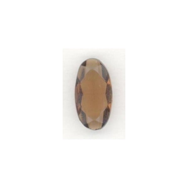 ^Vintage Glass Pendeloque Smoked Topaz Stones 18x9mm (2)