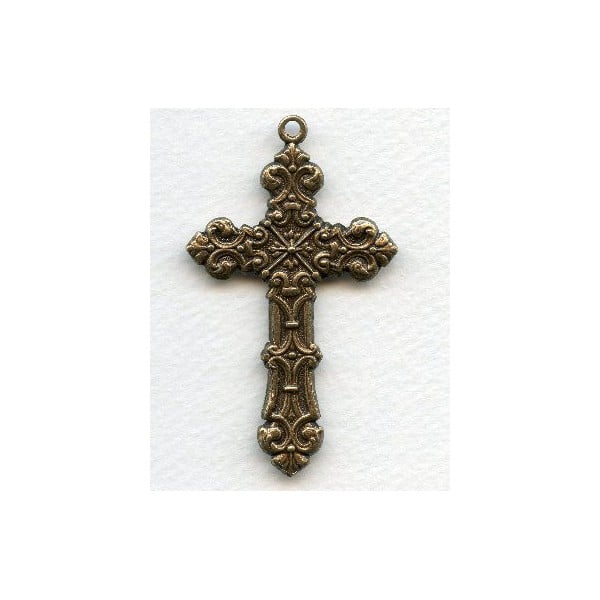 Cross Pendant Oxidized Brass 60mm (1)