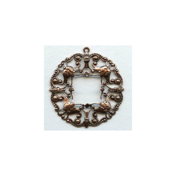 Ornately Detailed Filigree Pendant Frame Oxidized Copper (1)