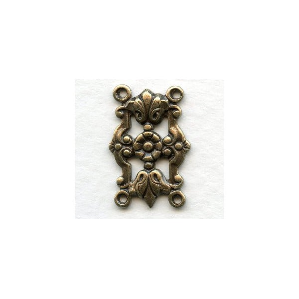 Four Loop Connectors Oxidized Brass Bracelet Links (6)