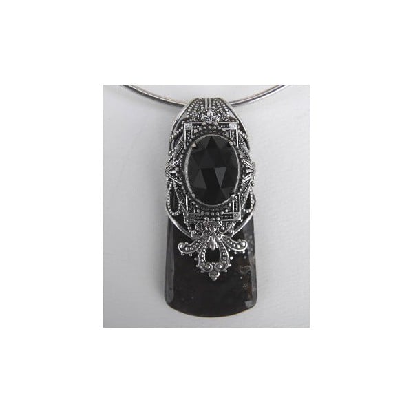 Grand Filigree Pendant Oxidized Silver 58mm - Image 2