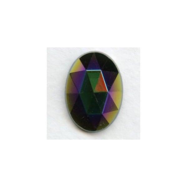 ^Iris Green Flat Back Faceted Top 18x13mm Jewelry Stone