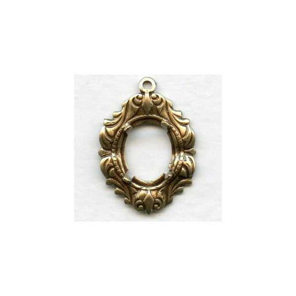 ^Fancy Flowing Design 10x8mm Settings Oxidized Brass