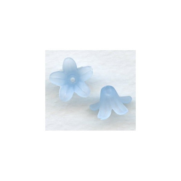 Blue Lucite Bell Shape Flower Beads Matte 13x7mm