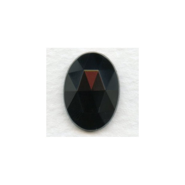 Jet Flat Back Faceted Top 18x13mm Jewelry Stone