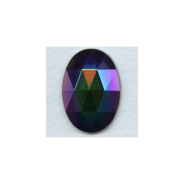 ^Iris Green Flat Back Faceted Top 25x18mm Jewelry Stone