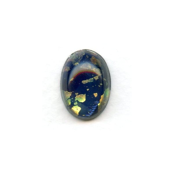 Dark Blue Glass Opal Cabochon Handmade 18x13mm (1)