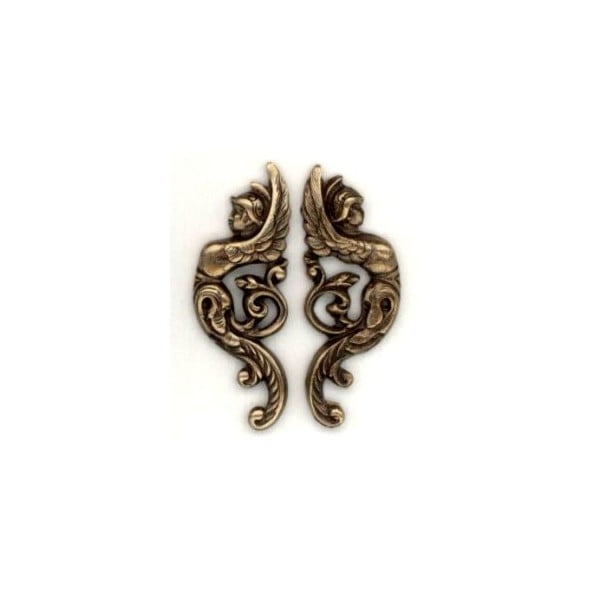Winged Goddess Warriors Right/Left Oxidized Brass (1 set)