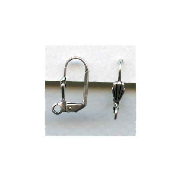 Lever Back Shell Earring Finding Oxidized Silver (24) - Image 2
