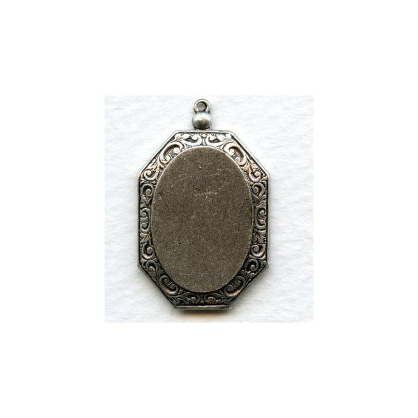 Sturdy Setting Base 20x14mm Plaque Oxidized Silver