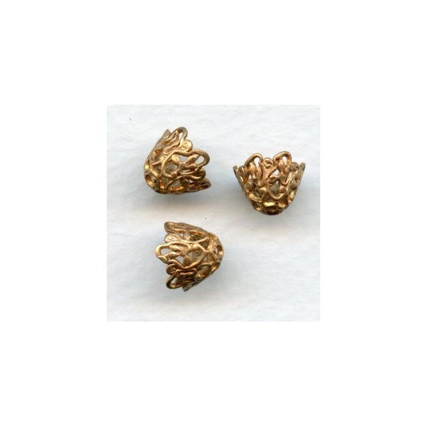 Elaborate Cone Filigree Bead Caps Raw Brass (6) - Image 2