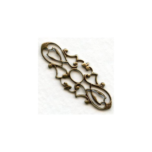 Elaborate Filigree Scrollwork Oxidized Brass (6)