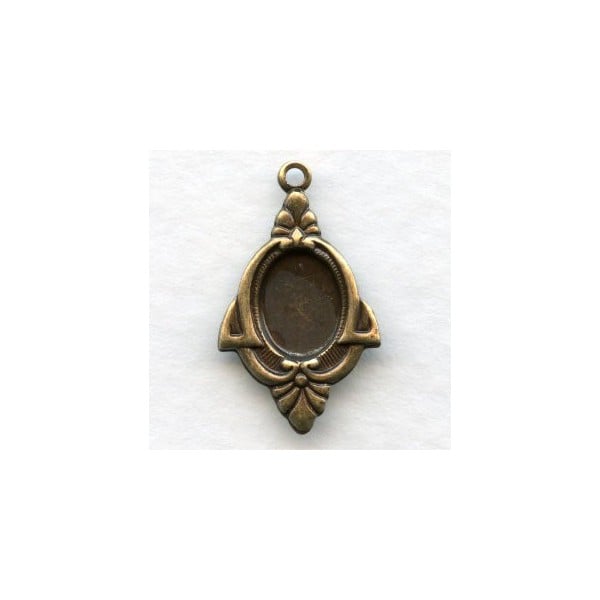 Art Deco Style 8x6mm Settings Oxidized Brass (12)