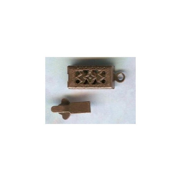 ^Single Strand Filigree Box Clasps Oxidized Copper