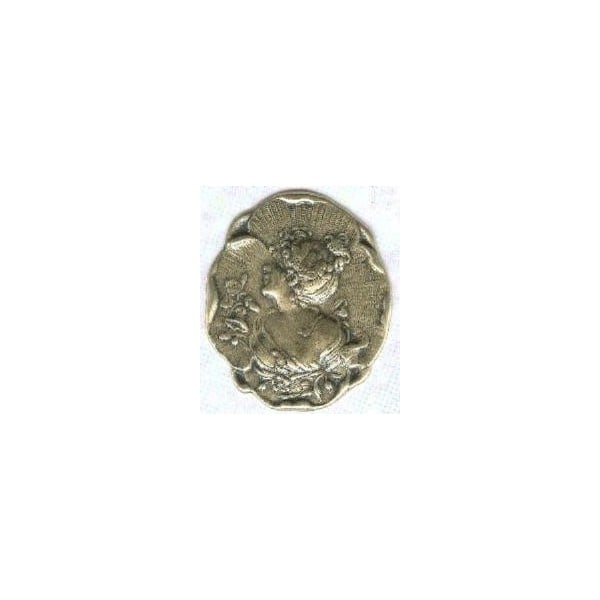 ^Victorian Maiden Cameo Oxidized Brass 40x35mm