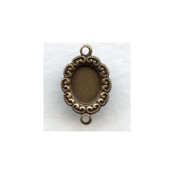 Ruffle Edge Connectors 2 Loops Oxidized Brass 8x6mm (12)