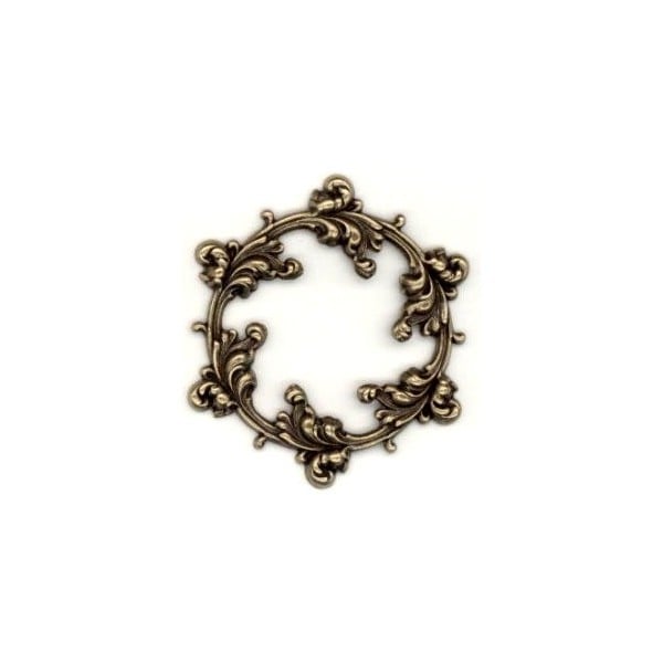 Ornate Leaves Framework Stamping Oxidized Brass