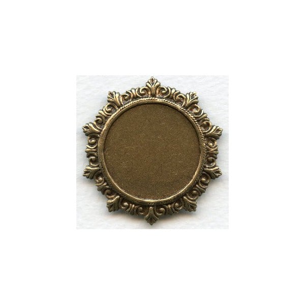 Rococo Style Solid Back Setting Oxidized Brass 27mm (1)