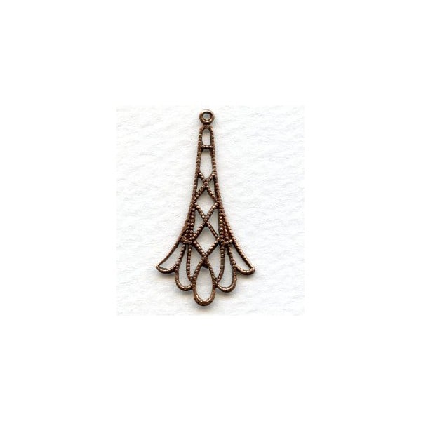 Filigree Drop Connectors Oxidized Copper 32mm (6)