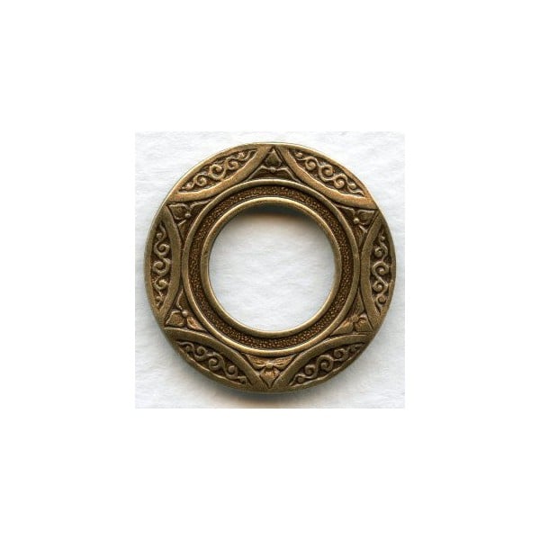 Art Deco Style Porthole Settings Oxidized Brass 26mm (3)