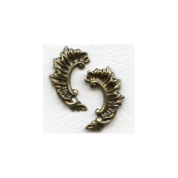Rococo Right and Left Flourishes Oxidized Brass
