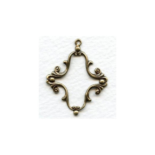 Elaborate Floral 25x18mm Frame Oxidized Brass (2)
