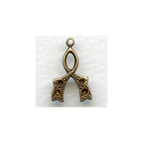 Ribbons with Rhinestone Setting Wells Oxidized Brass (4)