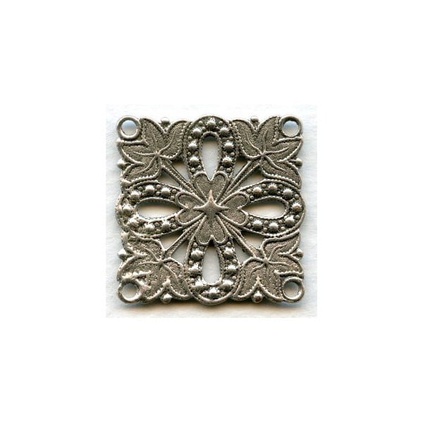 Connector Square 4 Loops Oxidized Silver 28mm