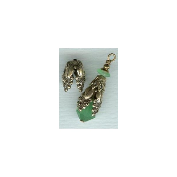 High Drama Bead Caps Bell Shaped Oxidized Brass (6) - Image 2
