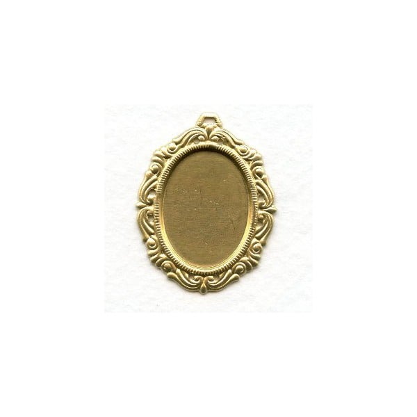 Ornate Pendant Settings 25x18mm Raw Brass (6)
